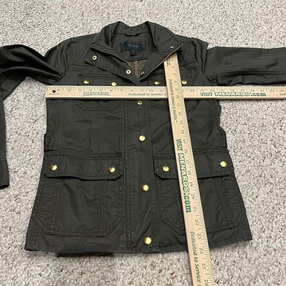 J Crew Downtown Field Jacket Sz XXS 100% Cotton Utility Preppy Y2K Green - Picture 2 of 8
